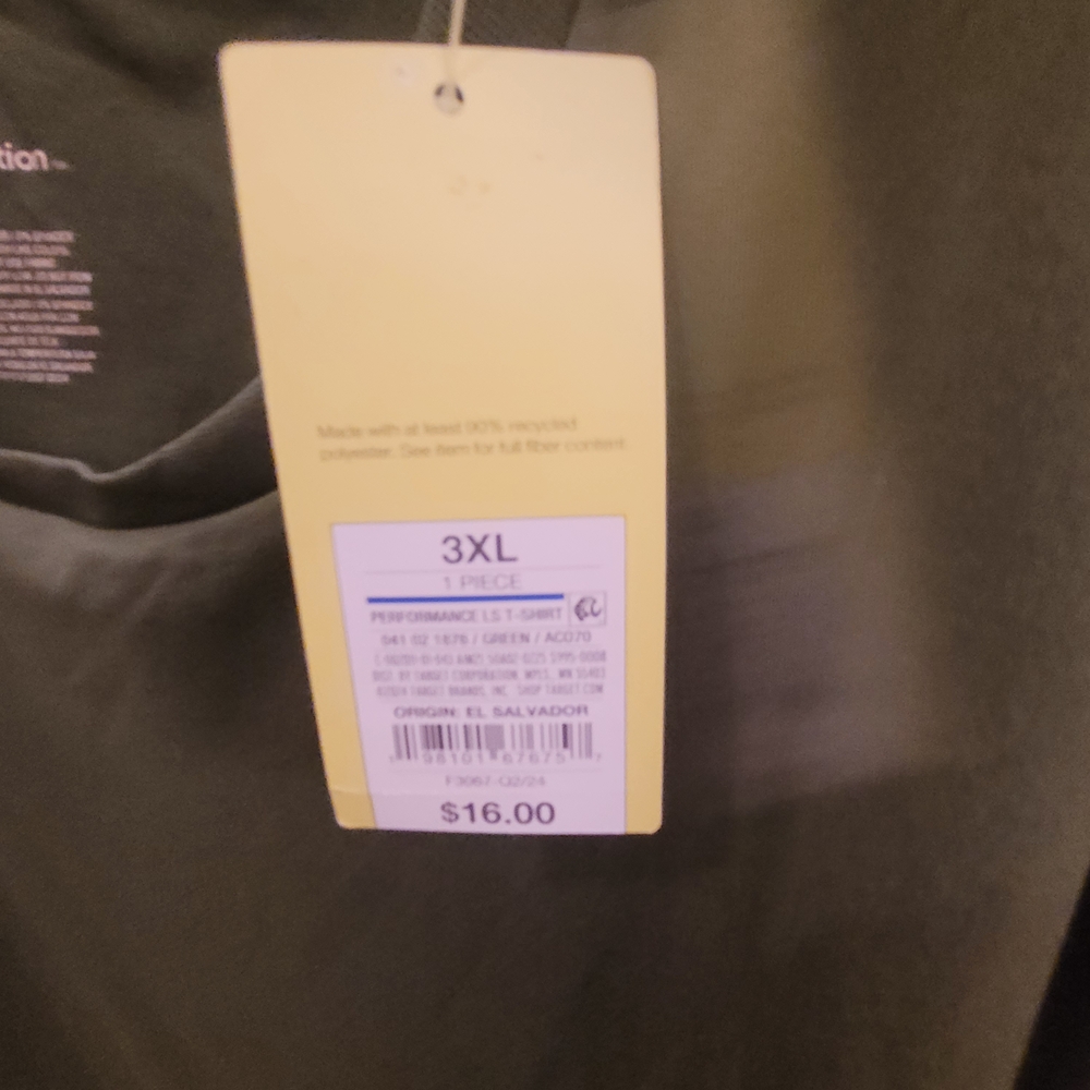 NWT All in Motion Forest Green Long Sleeve Tee - Picture 5 of 7